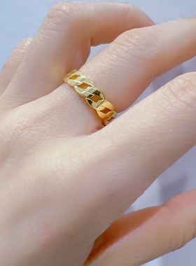 钛钢戒指 个性镂空链条戒指女复古时尚百搭食指戒经典指环不褪色