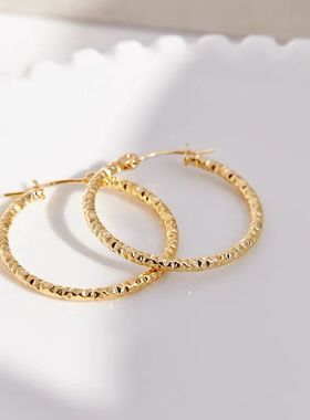 钛钢耳饰 高级感气质车花耳环女时尚素圈耳圈百搭ins轻奢新款耳饰