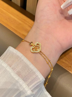 铜合金手链 新中式祥云如意锁包手链女气质高级感精致百搭手饰