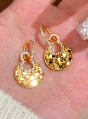 铜合金耳饰 爆闪碎冰冰葫芦福禄耳环女可拆卸耳圈高级感耳扣耳饰