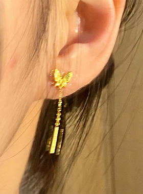 钛钢耳饰 灵动仙气蝴蝶流苏耳线夏季女耳钉不掉色耳环轻奢高级感