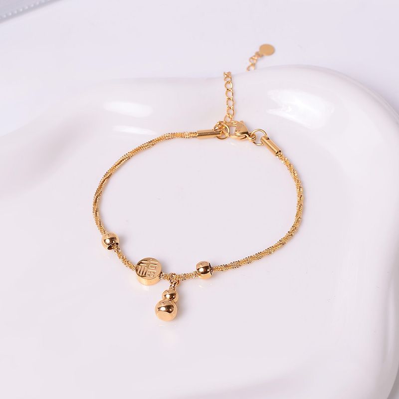 钛钢 韩版葫芦手链女小众精致福禄手环福牌手饰品