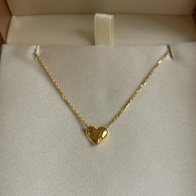 钛钢 法式金色小爱心项链女简约锁骨链ins潮个性百搭饰品