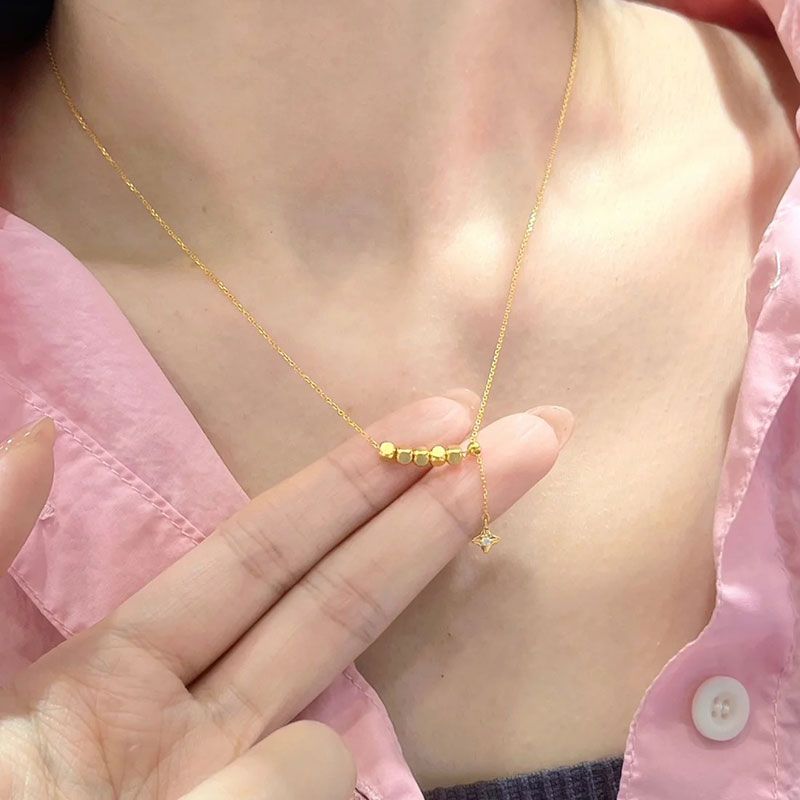 钛钢 小方糖项链女简约时尚小方块锁骨链轻奢小众不掉色饰品