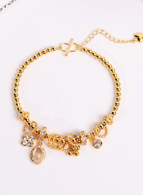 铜合金手链 定制款龙心盘缠手链女小众高级感叠戴花朵手饰