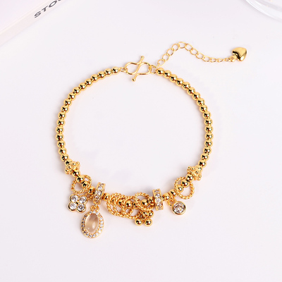 铜合金手链 定制款龙心盘缠手链女小众高级感叠戴花朵手饰