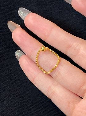 钛钢戒指 转运珠戒指女小众设计编绳链条高级感指环不褪色首饰品