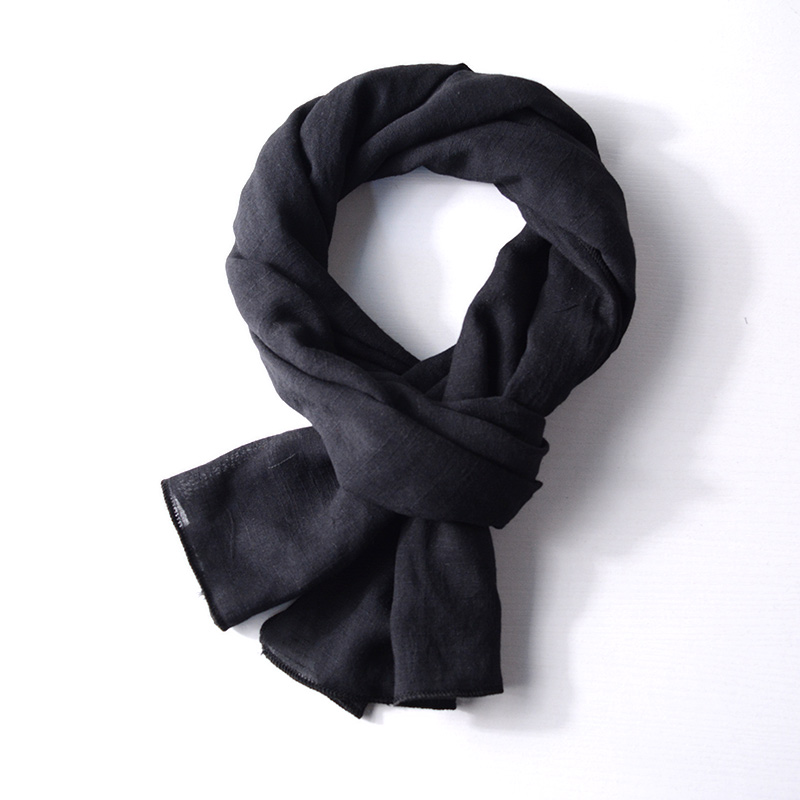 1.3米长夏季小尺寸围巾薄款男士休闲百搭时尚黑色围巾女文艺