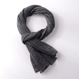 日系1.6米男士春夏季小尺寸围巾男薄款纯色细长窄版装饰护颈椎