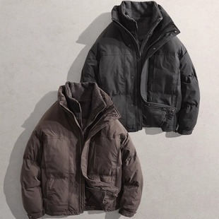 2025新冬立领男装羽绒袄子SL机能外套791假两件保暖御寒90羽绒服