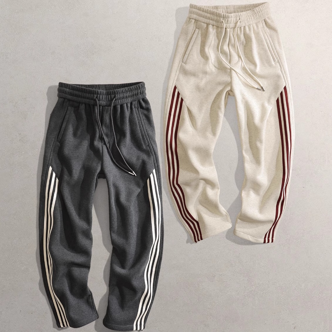 2025秋冬新款裤子090男青年直筒弹力松紧长裤MR加厚加绒休闲裤