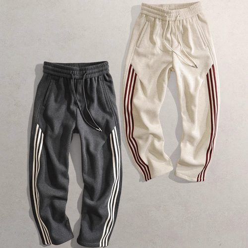 2025秋冬新款裤子090男青年直筒弹力松紧长裤MR加厚加绒休闲裤