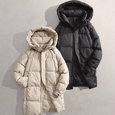 2025冬新男保暖日系90白鸭绒外套MR连帽袄子666轻便中长款羽绒服