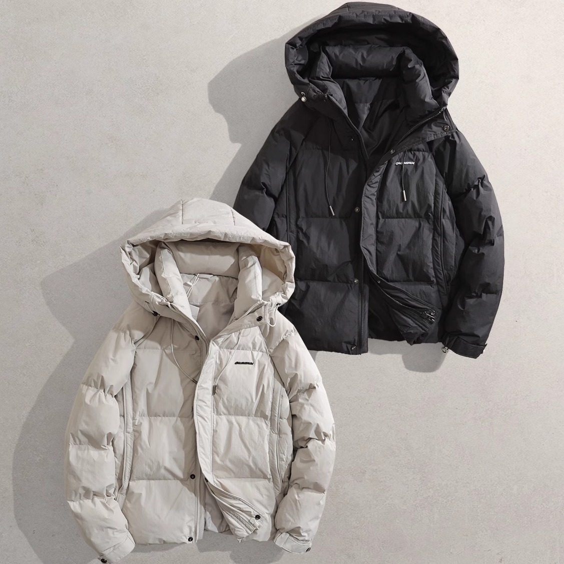 2025冬新款男装连帽御寒保暖袄子羽绒外套9813休闲白鸭绒羽绒服