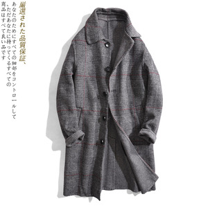 千鸟格手缝双面呢羊毛男外套