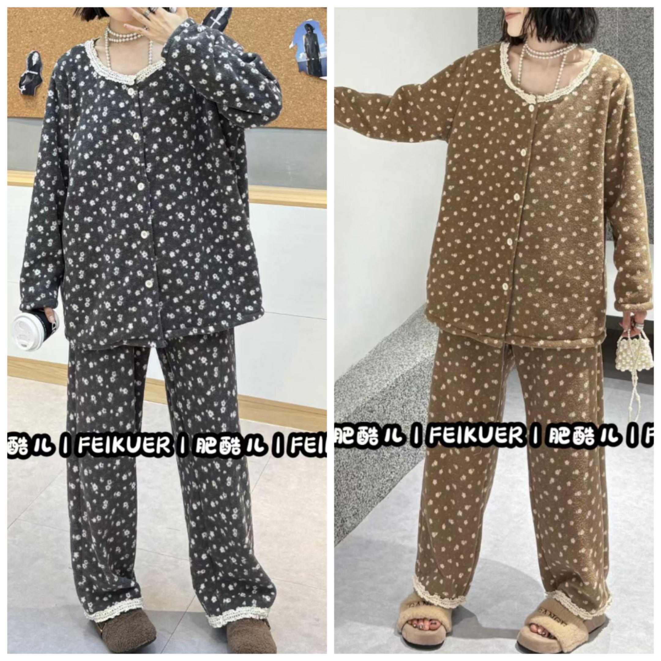 2025秋冬新款大码云舒绒韩版休闲加厚保暖家居服套装加肥舒适睡衣