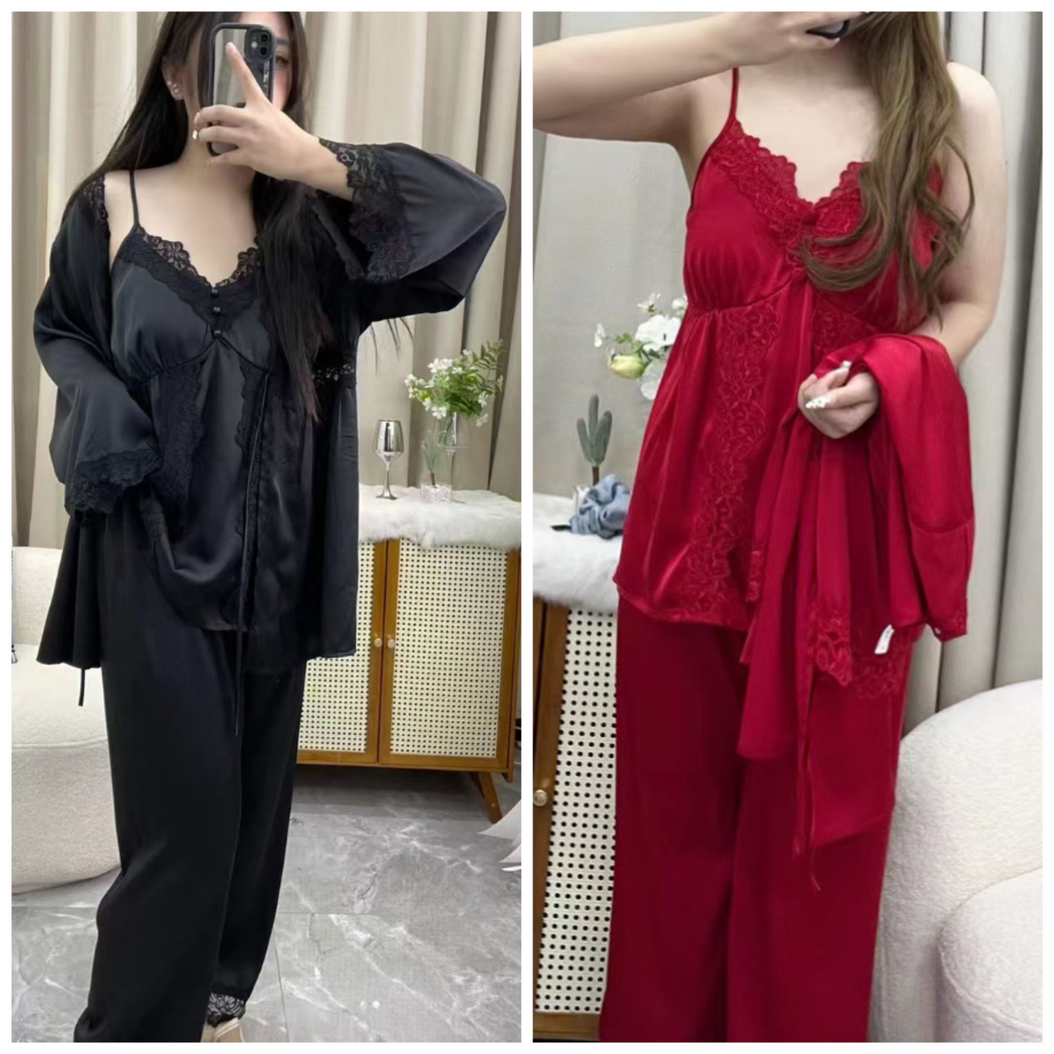 2025春新款大码纯欲风蕾丝吊带家居服套装加肥加大性感显瘦睡衣女