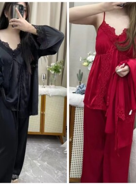 2025春新款大码纯欲风蕾丝吊带家居服套装加肥加大性感显瘦睡衣女