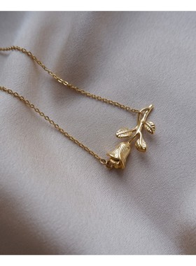 [游七月]七夕限定玫瑰花项链钛钢高品质礼物原创设计花朵吊坠