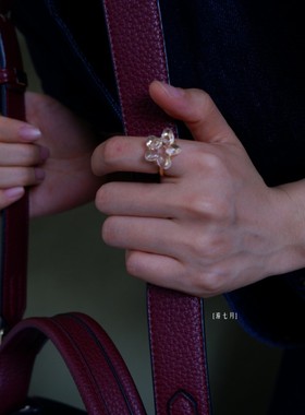 [游七月]透明手工琉璃真空电镀高保色戒指森系花朵指环高档饰品女