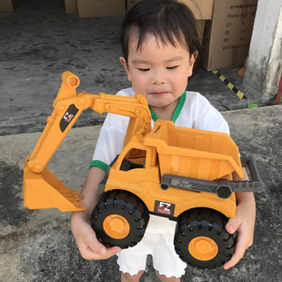 加厚耐摔惯性挖掘机工程车套装儿童玩具车男孩铲推土机翻斗装卸车