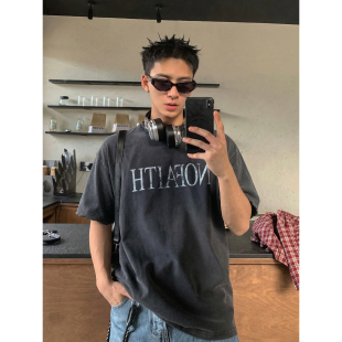 T恤男高克重宽松休闲透气简约百搭情侣圆领半袖 重磅美式 夏季 PLTH