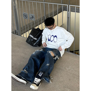 PLTH 2024春季 潮流自制logo三个圆圈韩版 T恤ins男女街头情侣长袖