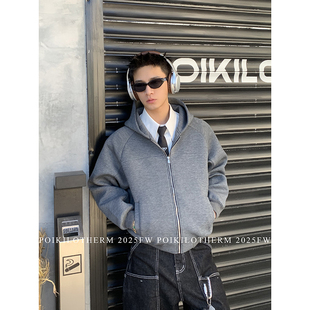 boxy短款 PLTH 连帽卫衣男女美式 空气层太空棉开衫 百搭外套潮 春季