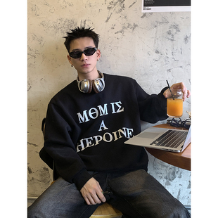 加厚圆领宽松美式 新品 复古休闲百搭宽松保暖外套男卫衣 冬季 PLTH