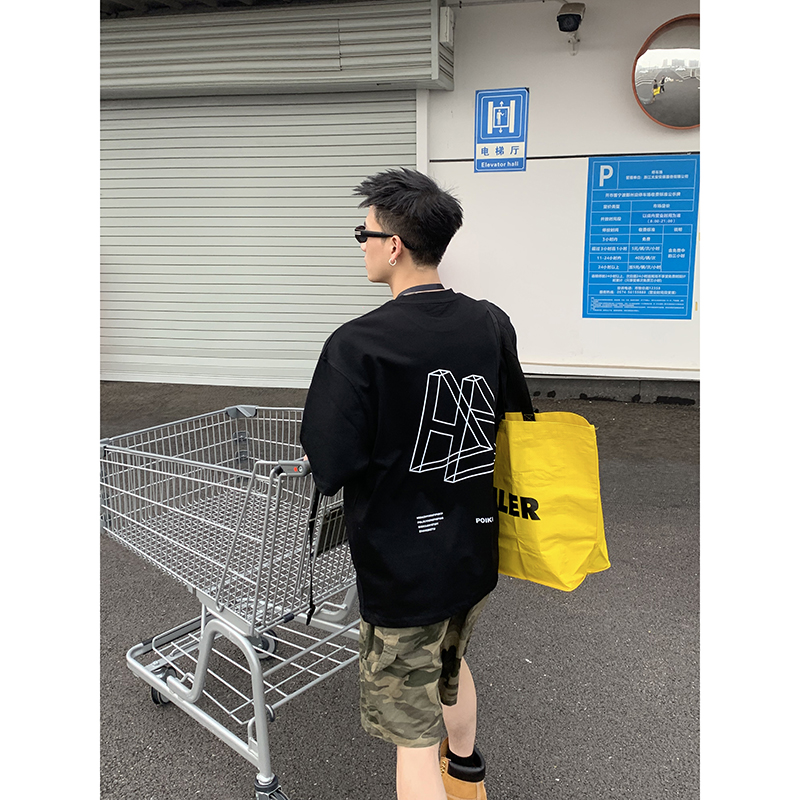 PLTH*短袖简约线条青年夏季