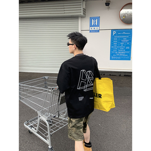 型后背原创小众印花T恤男 重磅265g纯棉小领口宽松休闲版 PLTH 美式