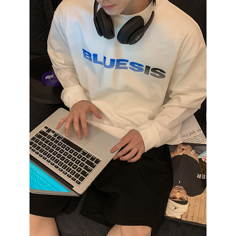 PLTH*薄款纯棉经典宽松原创字母印花T恤美式复古韩系休闲长袖男女