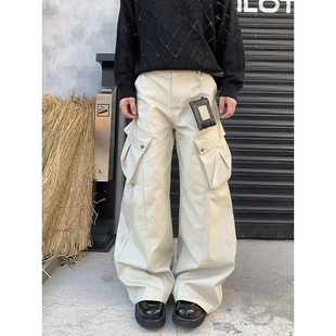 男cleanfit宽松阔腿休闲裤 PLTH 裤 复古解构设计立体口袋工装 美式