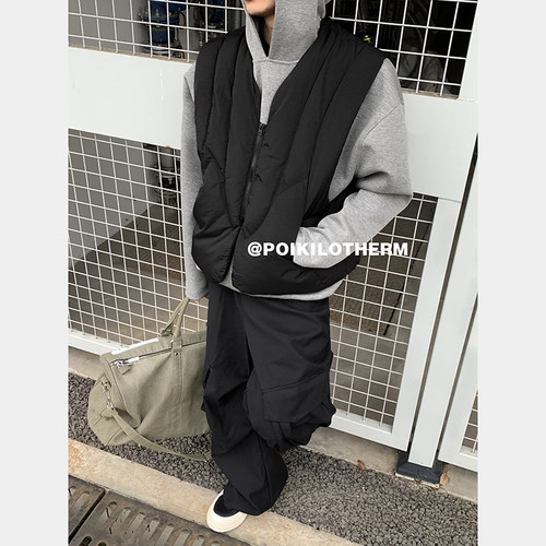 PLTH*美式高级感马甲秋冬美拉德无袖棉服cleanfit背心马夹外套男