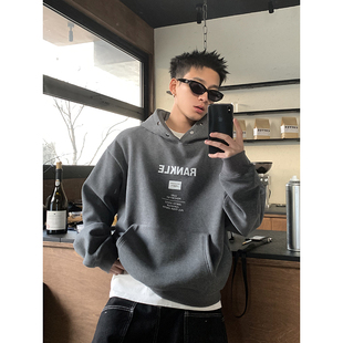 纯棉加绒重磅连帽卫衣男后背大字母秋冬保暖上衣潮 新款 PLTH 冬季