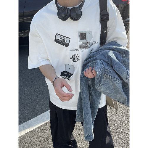 纯棉复古印花短袖PLTH