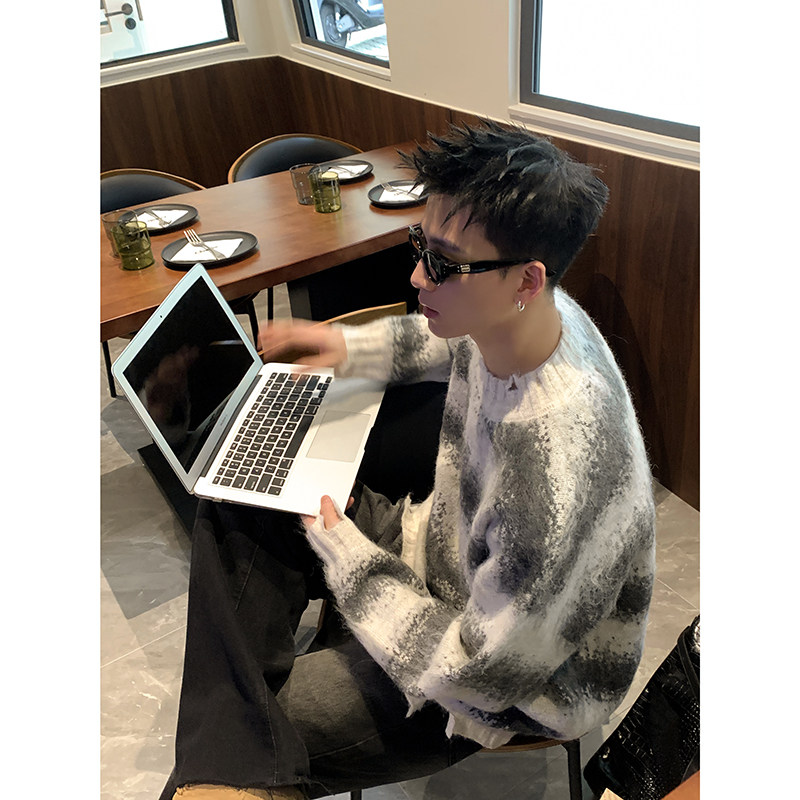 PLTH*韩系复古马海毛慵懒休闲柔软针织衫冬季上衣男百搭潮牌毛衣,男装,针织衫/毛衣,淘宝优惠券,粉丝福利购,淘宝优惠卷