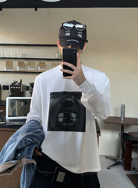 PLTH*侃爷Bully专辑周边宽松欧美T恤人像印花长袖T恤男重磅上衣潮