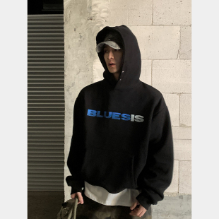 加绒加厚抗寒内里羊羔绒连帽金属防风扣卫衣潮 复古冬季 PLTH 美式