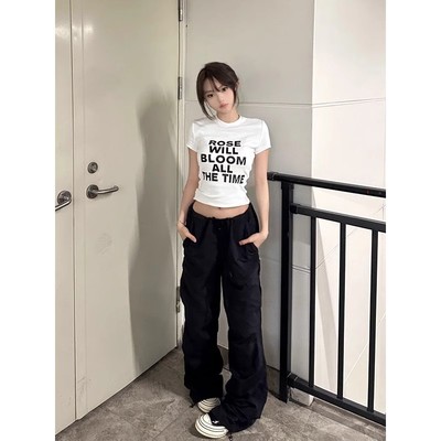 正肩短袖白色t恤女修身显瘦