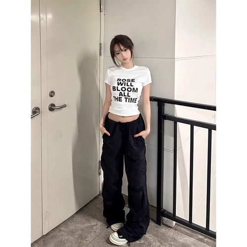 正肩短袖白色t恤女修身显瘦