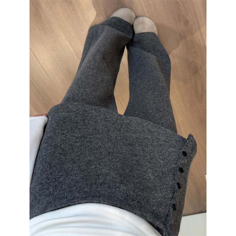 大码美式屁帘假两件休闲裤女加绒