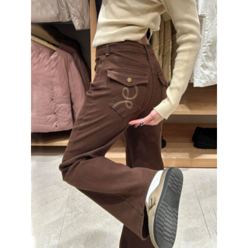 大码胖mm美式复古口袋刺绣微喇牛仔裤女秋冬高腰显瘦阔腿马蹄裤子,女装/女士精品,大码裤装,淘宝优惠券,粉丝福利购,淘宝优惠卷