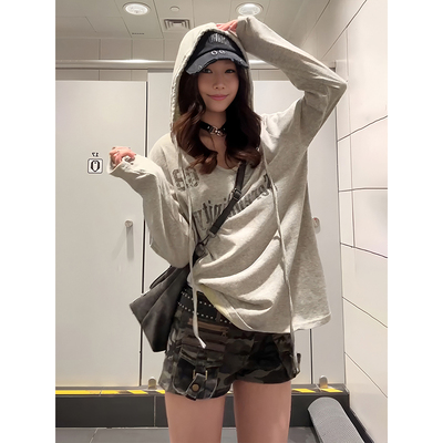 大码美式复古设计感连帽防晒罩衫