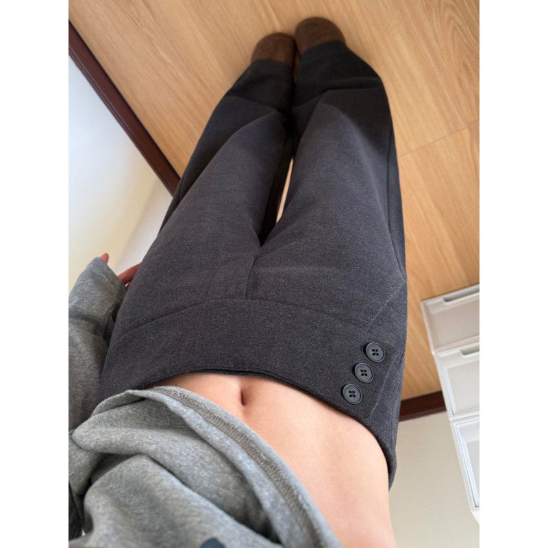 大码胖mm美式复古纽扣设计毛呢休闲裤女秋冬设计感宽松垂感阔腿裤,女装/女士精品,大码裤装,淘宝优惠券,粉丝福利购,淘宝优惠卷