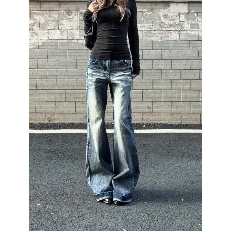 大码胖mm美式复古水洗做旧微喇牛仔裤女春季低腰显瘦窄版阔腿长裤,女装/女士精品,大码裤装,淘宝优惠券,粉丝福利购,淘宝优惠卷