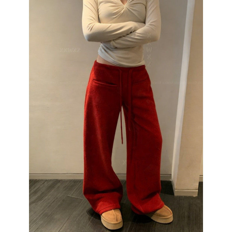 大码胖mm美式复古一字口袋毛呢休闲裤女秋冬宽松慵懒百搭阔腿长裤,女装/女士精品,大码裤装,淘宝优惠券,粉丝福利购,淘宝优惠卷