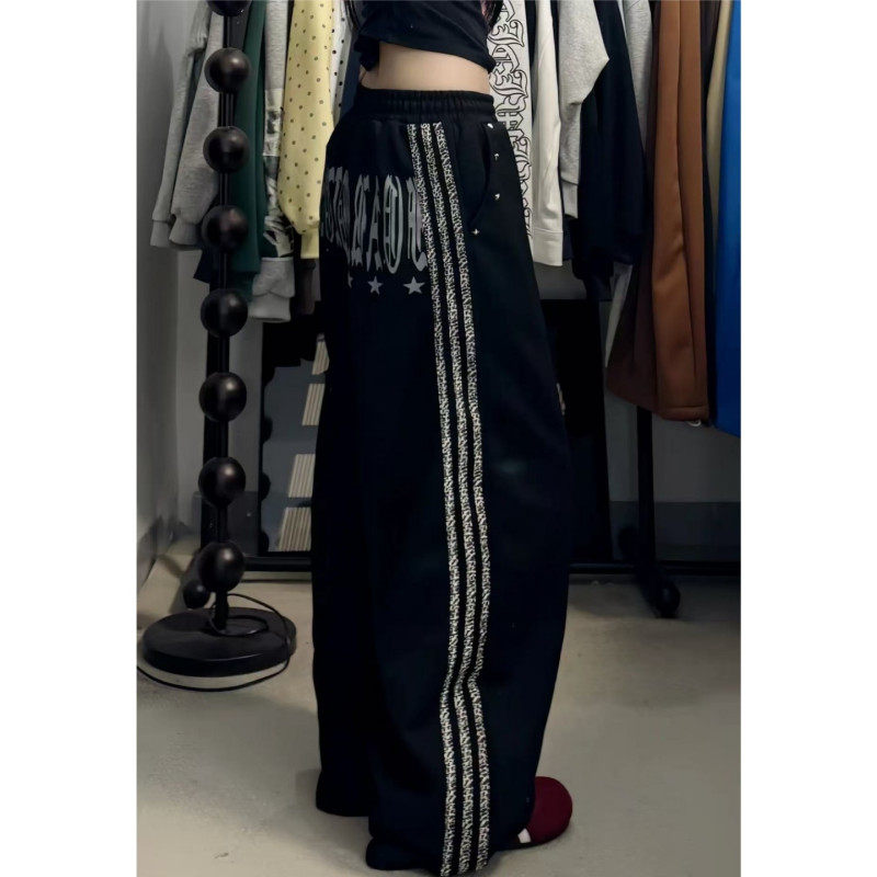 大码胖mm美式豹纹拼接字母印花休闲裤女春季宽松爵士舞弯刀阔腿裤,女装/女士精品,大码裤装,淘宝优惠券,粉丝福利购,淘宝优惠卷