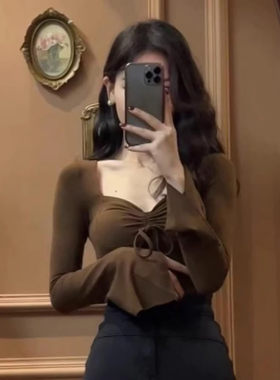 蝴蝶结T恤女胖mm褶皱打底小衫