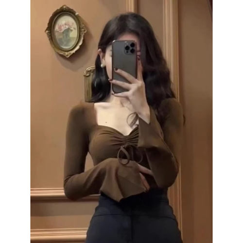 蝴蝶结T恤女胖mm褶皱打底小衫